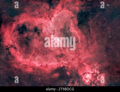 Gros plan de la nébuleuse du cœur (IC 1805) Banque D'Images