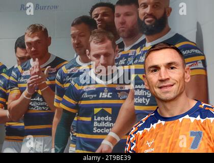 Kevin Sinfield pendant un photocall à Headingley, Leeds. Kevin Sinfield courra une fois de plus sept ultra marathons en sept jours le mois prochain, alors qu’il poursuit sa campagne de collecte de fonds et de sensibilisation pour aider les personnes touchées par la maladie du motoneurone. Date de la photo : Vendredi 24 novembre 2023. Banque D'Images