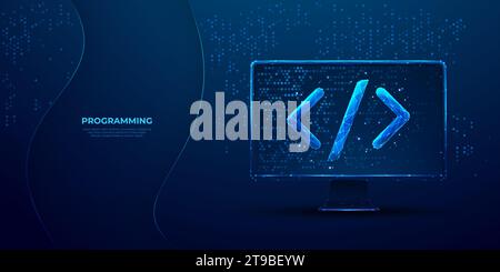 Code de programmation sur l'écran de l'ordinateur. Développement logiciel ou web Illustration de Vecteur
