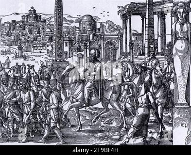Sultan turc devant l'hippodrome (détail) 1553 par Pieter Coecke Van Aelst Banque D'Images