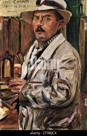 Autoportrait en chapeau de paille 1913 par Lovis Corinth Banque D'Images