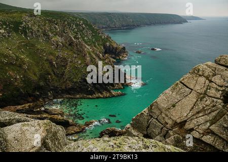 Château de Bosigran Promontory fort, côte sauvage de Cornouailles, Angleterre Banque D'Images