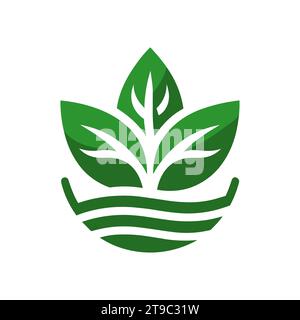 Conception du logo Agriculture. Logo agronomique avec des plantes sur un champ. Illustration vectorielle. Illustration de Vecteur