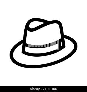 Icône chapeau Fedora. Chapeau Fedora icône linéaire noire sur fond blanc. Illustration vectorielle Illustration de Vecteur