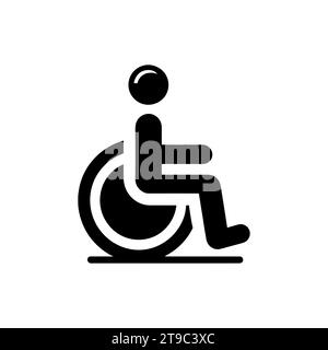 Icône de personne handicapée en fauteuil roulant. Pictogramme d'une personne utilisant un fauteuil roulant mettant en vedette. Illustration vectorielle Illustration de Vecteur
