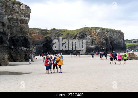 Plage de Las Catedrales (Praia das Catedrais). Ribadeo, Lugo, Galice, Espagne. Banque D'Images