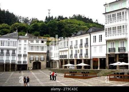 Mondonedo, Plaza de Espana.Lugo, Galice, Espagne. Banque D'Images