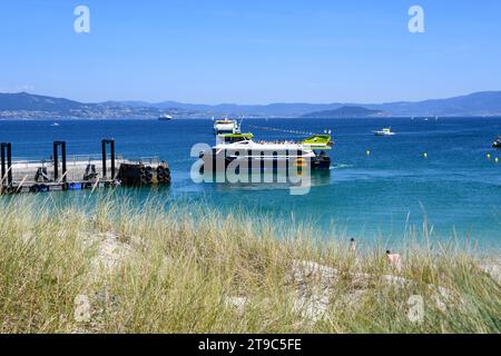 Parc national des îles CIES, ferry. Pontevedra, Galice, Espagne. Banque D'Images