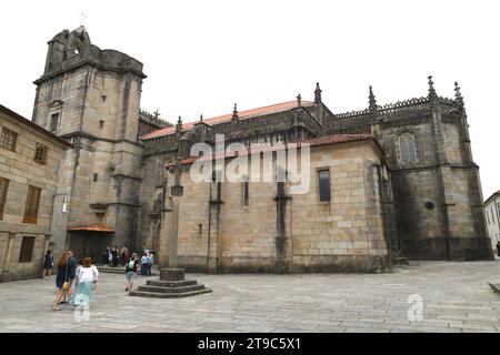 Véritable basilique Menor de Santa Maria la Mayor, gothique et plateresque XVIe siècle.Pontevedra, Galice, Espagne. Banque D'Images