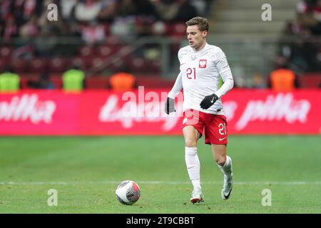 Varsovie, Pologne. 21 novembre 2023. Nicola Zalewski de Pologne vu en action lors du match amical entre la Pologne et la Lettonie au PEG Narodowy. Score final ; Pologne 2:0 Lettonie. (Photo Grzegorz Wajda/SOPA Images/Sipa USA) crédit : SIPA USA/Alamy Live News Banque D'Images