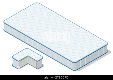 Le matelas isométrique est un grand coussin, généralement rectangulaire, pour soutenir une personne couchée. Fatigue et concept d'épuisement. Illustration de Vecteur