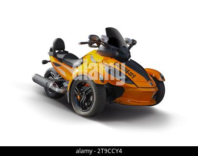 Moto CAN-Am Spyder Roadster isolée sur fond blanc Banque D'Images