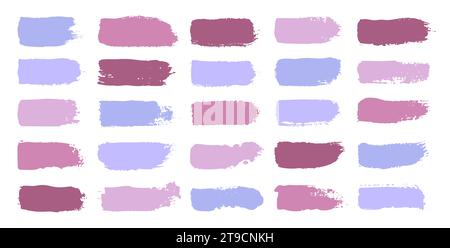 Bannières de traits de pinceau. Coups de pinceau abstraits pour la conception moderne de graffiti, texture rugueuse de coup de pinceau pour l'affiche ou la couverture. Ensemble de traits d'encre de pinceau colorés isolés par vecteur Illustration de Vecteur