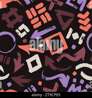 Brossez le motif des figures géométriques. Impression sans couture de coups de pinceau abstraits avec des formes irrégulières. Texture griffonnante moderne de texture géométrique sans couture Illustration de Vecteur