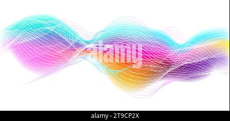Lignes ondulées fluides abstraites. Vague dynamique colorée. dessin à la main. Pas ai, élément de conception vectoriel pour le concept de musique, fête, technologie, moderne. Illustration de Vecteur