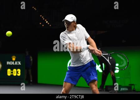 Malaga, Espagne. 24 novembre 2023. Emil Ruusuvuoriduring the finales coupe Davis 2023 Match Finlande vs Australie Palacio Martin Carpena, Espagne à Malaga le 24 novembre 2023 Credit : Independent photo Agency/Alamy Live News Banque D'Images