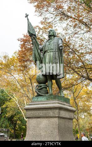 Statue de Christophe Colomb par le sculpteur Jeronimo Sunol à Central Park, New York City, N.Y.C, États-Unis d'Amérique, U.S.A. Banque D'Images