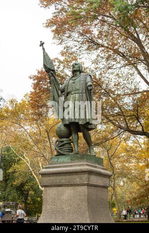 Statue de Christophe Colomb par le sculpteur Jeronimo Sunol à Central Park, New York City, N.Y.C, États-Unis d'Amérique, U.S.A. Banque D'Images