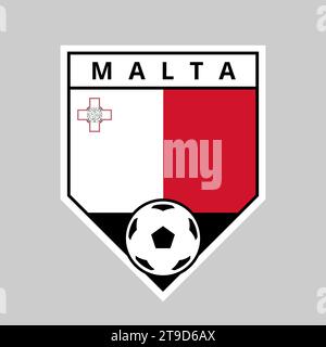 Illustration du badge de l'équipe Angled Shield de Malte pour le tournoi de football Illustration de Vecteur