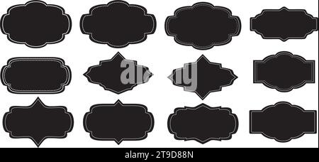 Ensemble d'étiquettes et d'autocollants au style vintage et rétro. Badge de mariage, autocollant de vente ou de réduction, carte d'invitation. Illustration de Vecteur