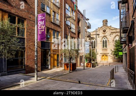 La rue pittoresque et calme Cow's Lane près de Temple Bar, avec des boutiques, cafés et Smoke Alley Theatre, centre-ville de Dublin, Irlande Banque D'Images