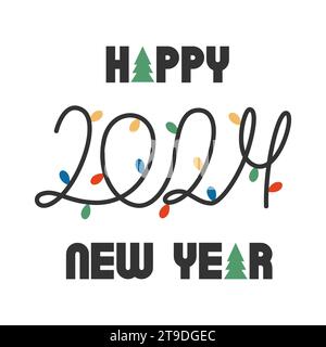 Bonne année 2024 logo design Illustration de Vecteur