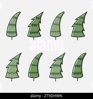 Ensemble dessiné à la main d'arbres de Noël et du nouvel an. Éléments pour la décoration pour les vacances d'hiver dans le style croquis doodle. Illustration vectorielle. Illustration de Vecteur