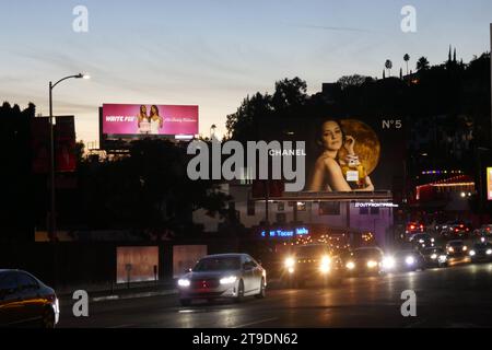 Los Angeles, Californie, États-Unis 22 novembre 2023 Marion Cotillard Chanel No., 5 Billboard on Sunset Blvd le 22 novembre 2023 à Los Angeles, Californie, États-Unis. Photo de Barry King/Alamy stock photo Banque D'Images