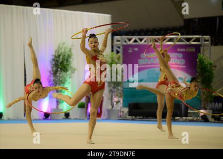 Curitiba, Brésil. 24 novembre 2023. Championnat brésilien de gymnastique rythmique organisé à Ginásio do Tarumã à Curitiba, Paraná. Crédit : Reinaldo Reginato/FotoArena/Alamy Live News Banque D'Images