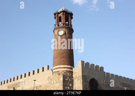 La tour de l'horloge à la forteresse, Erzurum, Turquie Banque D'Images