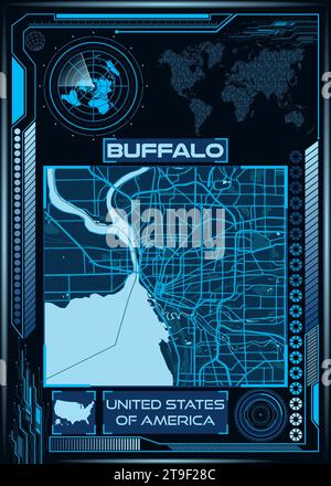 Une illustration d'une carte aérienne de Buffalo, New York Banque D'Images