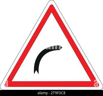 Panneau d'avertissement : virage à droite Illustration de Vecteur