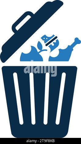 Nourriture, déchets alimentaires, icône poubelle. Beau design et vecteur entièrement éditable pour un usage commercial, fichiers imprimés et présentations, matériels promotionnels, Illustration de Vecteur