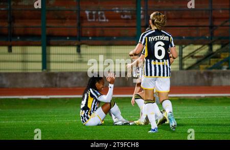 Biella, Italie. 19 novembre 2023. Biella, Italie, 19 novembre 2023 : Lindsey Thomas (19) la Juventus célèbre après avoir marqué (Marangon Andrea/SPP) crédit : SPP Sport Press photo. /Alamy Live News Banque D'Images