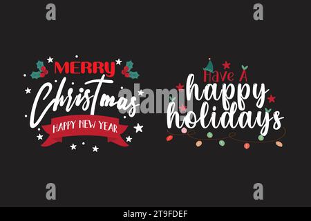 Badge de lettrage de Noël sur fond blanc Illustration de Vecteur