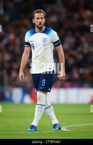 LONDRES, Royaume-Uni - 17 novembre 2023 : Harry Kane d'Angleterre regarde lors du match de qualification du Groupe C de l'UEFA Euro 2024 entre l'Angleterre et Malte à WE Banque D'Images