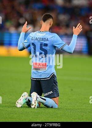 Sydney, Australie. 25 novembre 2023. Gabriel Lacerda de l'équipe Sydney FC est vu lors du match de la saison 5 de la A-League 2023/24 entre le Sydney FC et le Western Sydney Wanderers FC qui s'est tenu à l'Allianz Stadium. Score final ; Western Sydney Wanderers 1:0 Sydney FC. (Photo Luis Veniegra/SOPA Images/Sipa USA) crédit : SIPA USA/Alamy Live News Banque D'Images