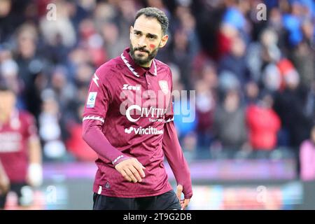 Salerne, Italie. 25 novembre 2023. Grigoris Kastanos de l'US Salernitana lors du match de Serie A entre l'US Salernitana et le SS Lazio au stade Arechi de Salerne (Italie), le 25 novembre 2023. Crédit : Insidefoto di andrea staccioli/Alamy Live News Banque D'Images