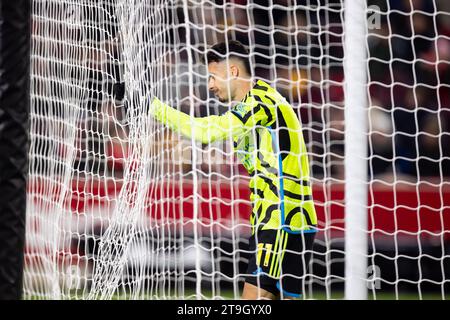 Gabriel Martinelli d'Arsenal fait des gestes lors du match de Premier League entre Brentford et Arsenal au Gtech Community Stadium, Brentford, le samedi 25 novembre 2023. (Photo : Federico Guerra Maranesi | MI News) crédit : MI News & Sport / Alamy Live News Banque D'Images