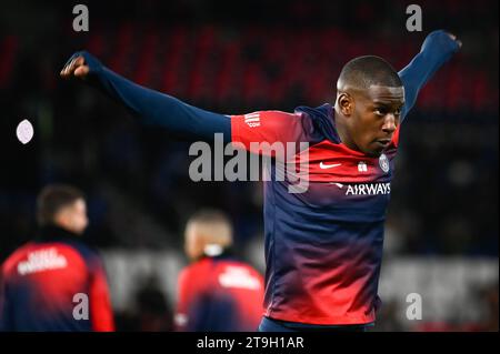 Paris, France. 24 novembre 2023. © Julien Mattia/le Pictorium/MAXPPP - Paris 24/11/2023 Nordi Mukiele lors du match de Ligue 1 Ubereats, entre le PSG et le AS Monaco, au Parc de Princes, le 24 novembre 2023. Crédit : MAXPPP/Alamy Live News Banque D'Images