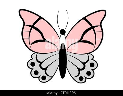 Joli papillon sur fond blanc Illustration de Vecteur