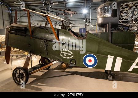 Réplique de l'avion SE5a de la Royal Aircraft Factory de 1918 au musée Brooklands, Weybridge, Surrey, Royaume-Uni Banque D'Images