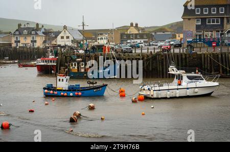 West Bay, Royaume-Uni, 23.03.2023, port de Bridport à West Bay, Dorset, par temps couvert Banque D'Images