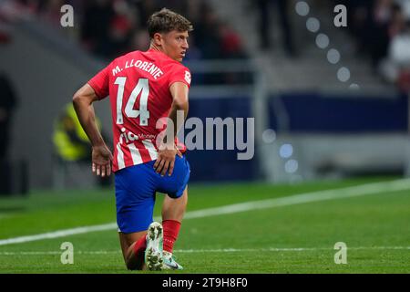 Madrid, Espagne. 25 novembre 2023. Marcos Llorente de l'Atletico de Madrid lors du match de la Liga entre l'Atletico de Madrid et le RCD Mallorca a joué au Civitas Metropolitano Stadium le 25 novembre à Madrid, Espagne. (Photo de Cesar Cebolla/PRESSINPHOTO) crédit : PRESSINPHOTO SPORTS AGENCY/Alamy Live News Banque D'Images