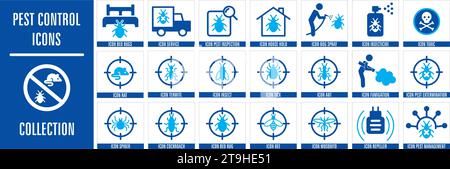 Grande collection d'icônes de lutte antiparasitaire. Illustration vectorielle. Illustration de Vecteur