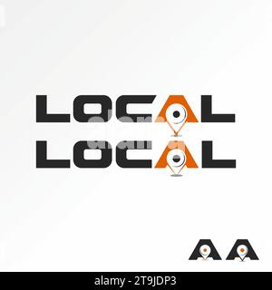 Logo design concept graphique créatif premium abstrait vecteur mot stock LOCAL avec symbole de point sur l'initiale d'Une police. Lié à l'emplacement du monogramme Illustration de Vecteur