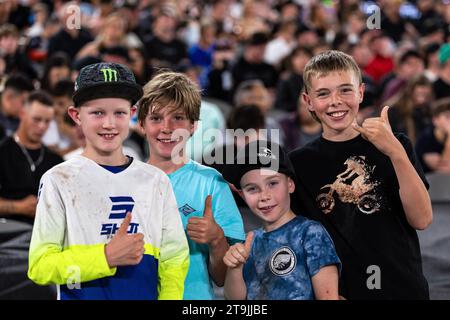 Melbourne, Australie, 25 novembre 2023. Jeunes amateurs de sport automobile lors du Grand Prix d'Australie FIM WSX au Marvel Stadium le 25 novembre 2023 à Melbourne, Australie. Crédit : Santanu Banik/Speed Media/Alamy Live News Banque D'Images