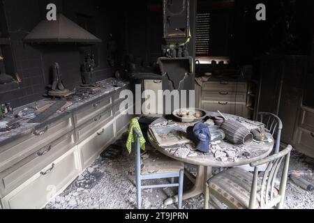 L’attaque de Nahal Oz a été menée par des militants du Hamas dans la matinée du 7 octobre 2023, à Simchat Torah, dans le Kibboutz Nahal Oz près du Nord de la bande de Gaza, Banque D'Images