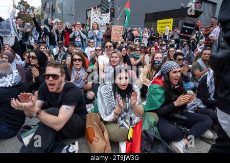 Un rassemblement pro-palestinien à Melbourne, Victoria, Australie Banque D'Images