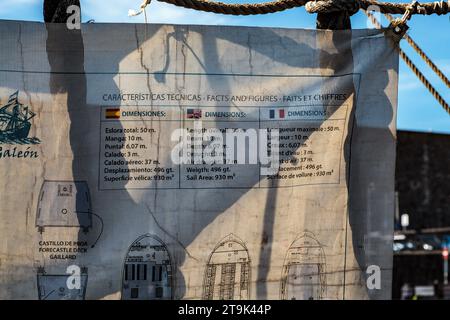El Galeon Andalucia : amarré à Plymouth Barbican 2023. Réplique grandeur nature et fonctionnelle d'un galion du 16e au 17e siècle Banque D'Images